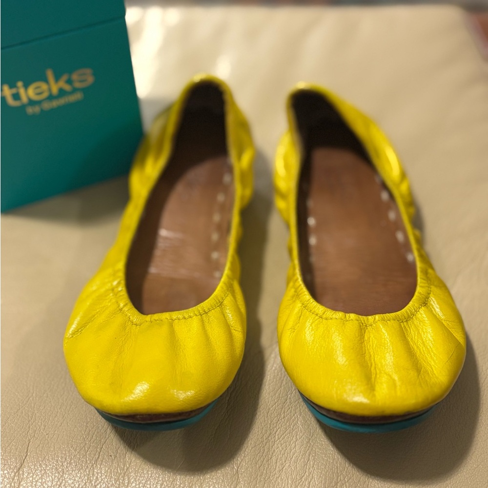 Tieks Vibrant Mustard Yellow Leather Flats